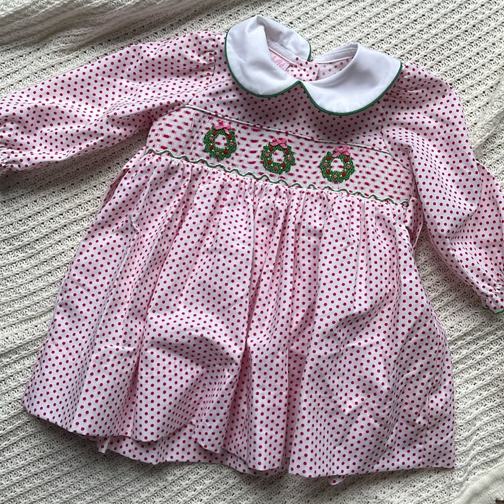 Petit Bebe Smocked Christmas Dress 3 Months